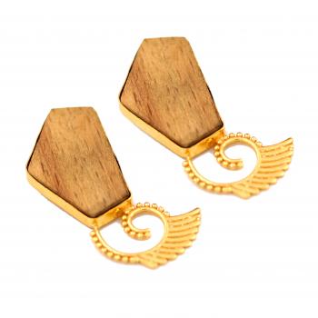 WOOD MEATAL EARRING 
